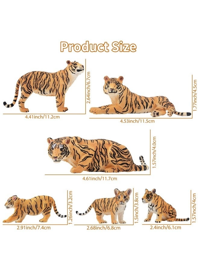 Realistic White Tigers Figurines 6 pcs
