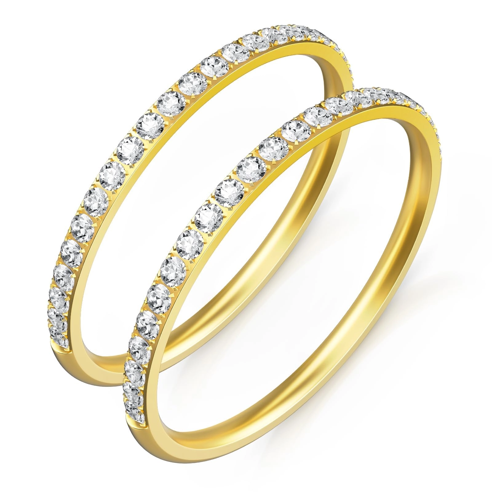 Langthering Cubic Zirconia 14K Gold Plated Stainless Steel Ring