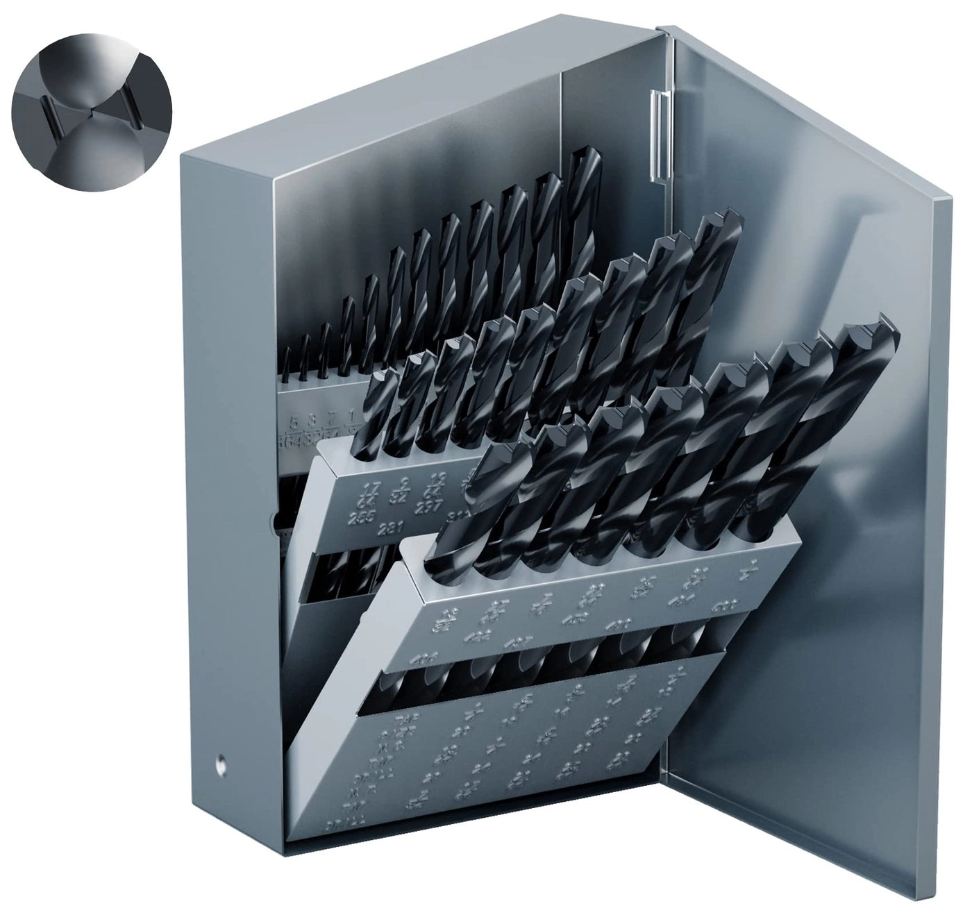 Hex Shank Drill Bit Set - Hss 4241 Titanium Coating 30Pcs (1/16"" - 1/2"")