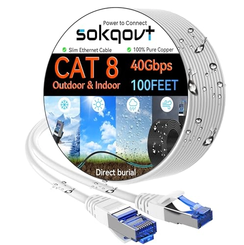 Sokqovt Cat 8 Ethernet Cable - 100ft