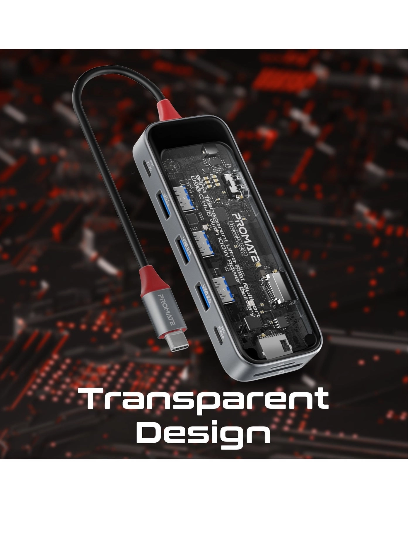 TransHub-Go - 9-in-1 USB Hub 100W USB-C Power Delivery