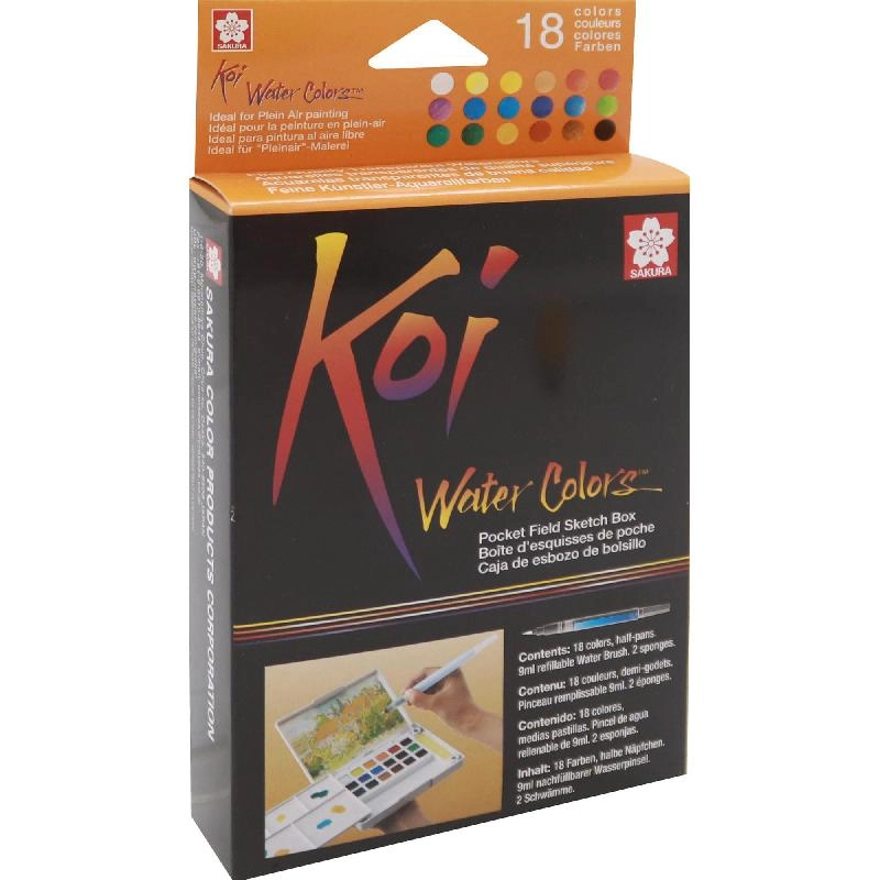 Pocket Field Sketch Box - 24 Colors + Brush;Palette