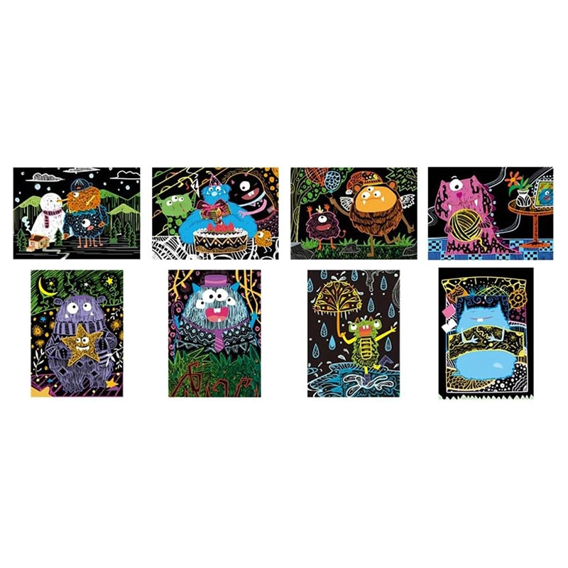 Scratch Art Kit Monster - 3+ years 8 pcs