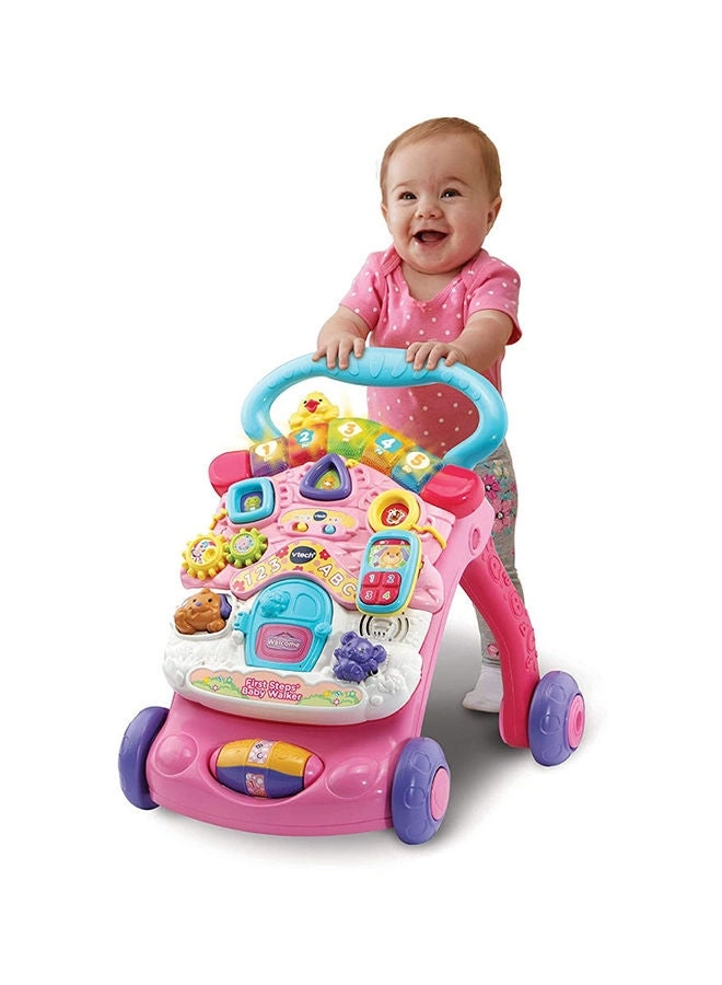 First Steps Baby Walker - Pink/Blue/Yellow 12 Months