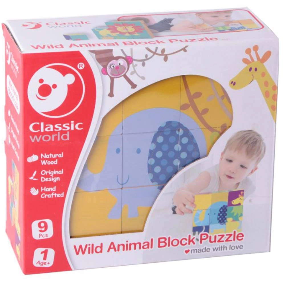 Wild Animal Block Puzzle - Suitable for 12 months & above 9 Pcs