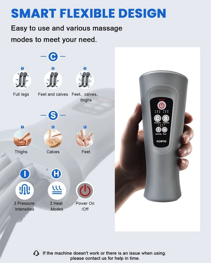 Leg Massager - Heat Air Compression 6 Modes 3 Intensities