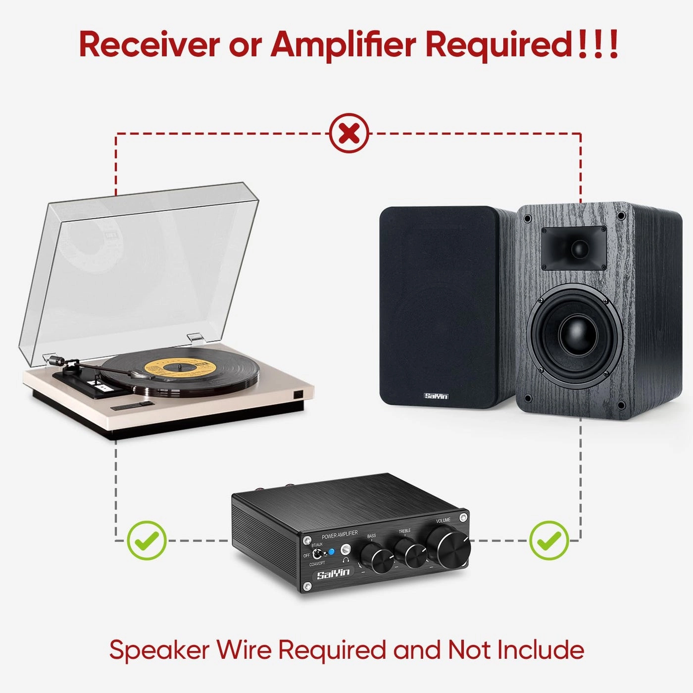 Passive Bookshelf Speakers - 40W