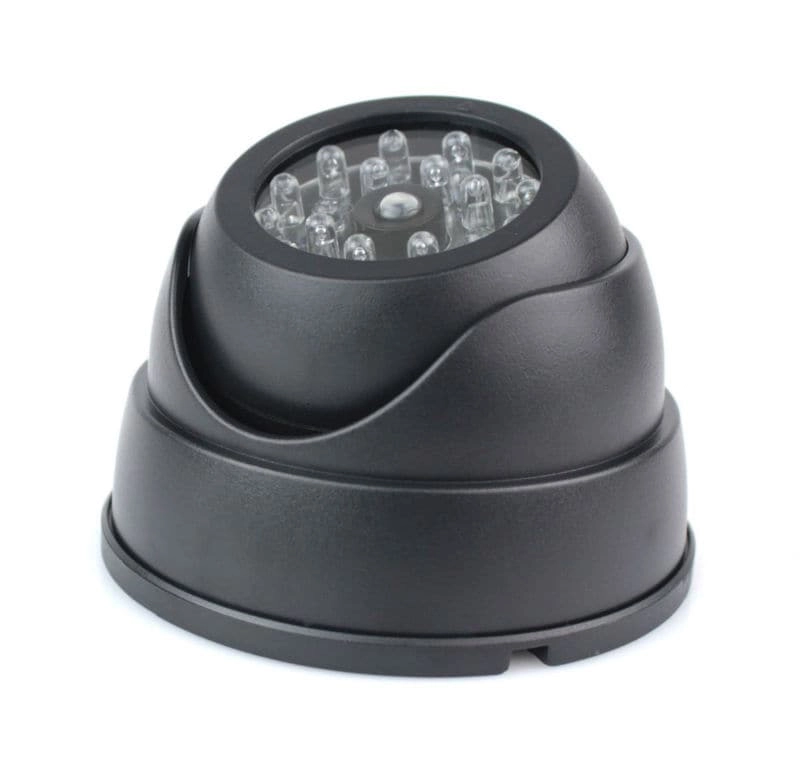 Dummy Security Camera - Solar Powered IR Red LED Light Silver