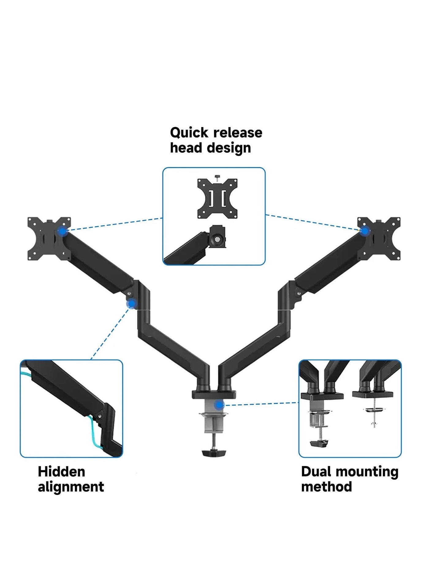 Dual Monitor Stand - 32 Inches 75x75/100x100mm