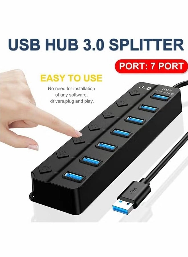 USB Hub 3.0 - 7 Ports 5Gbps Individual Switches