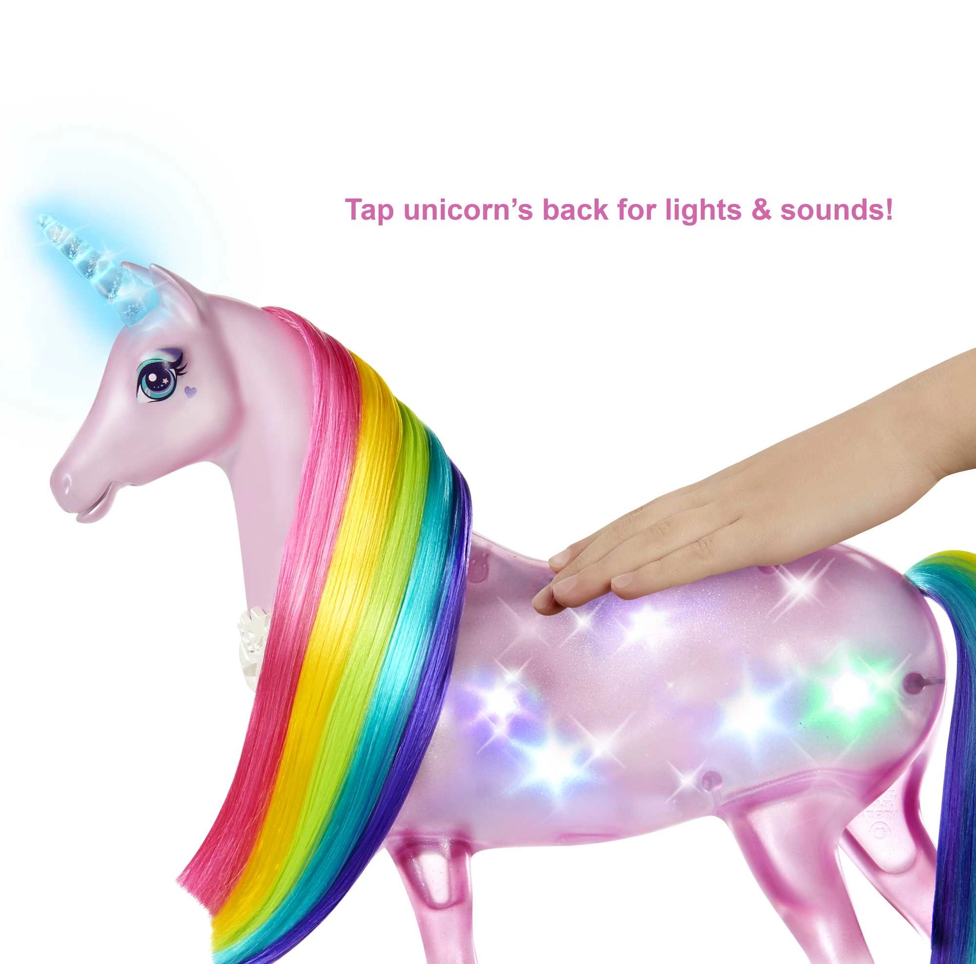 Barbie Dreamtopia Magical Lights Unicorn - Rainbow Mane Lights & Sounds Ages 3+