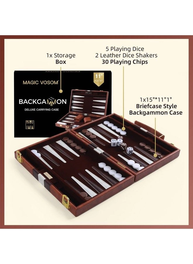 Backgammon Set - 11 Inch Blue Premium Leather Case