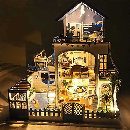 Miniature House Kit - Wooden With Lights DIY