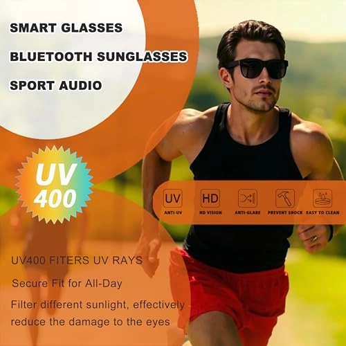 Adjustable Tint Smart Sunglasses - Bluetooth Built-In Speakers 110mAh battery