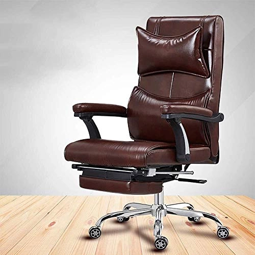 Desk Chair - PU Leather Brown High Back