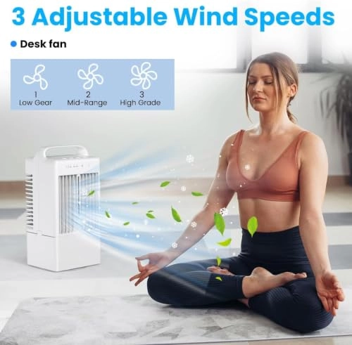 Portable Mobile Air Conditioner - 6 Speeds 7 Color Lights 2200mAh