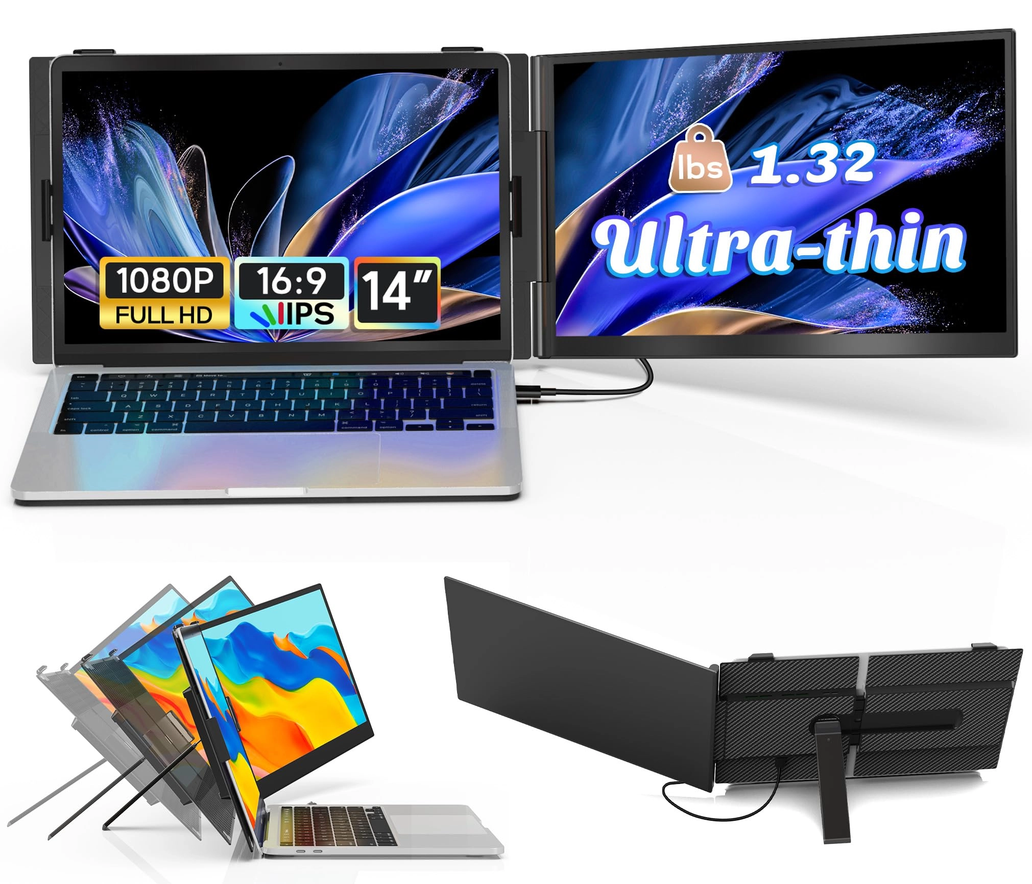 Shenzhen Baijiayoupu Technology Co., Ltd. Laptop Monitor Extender - 15.6 Inches 1920 x 1080 Pixels