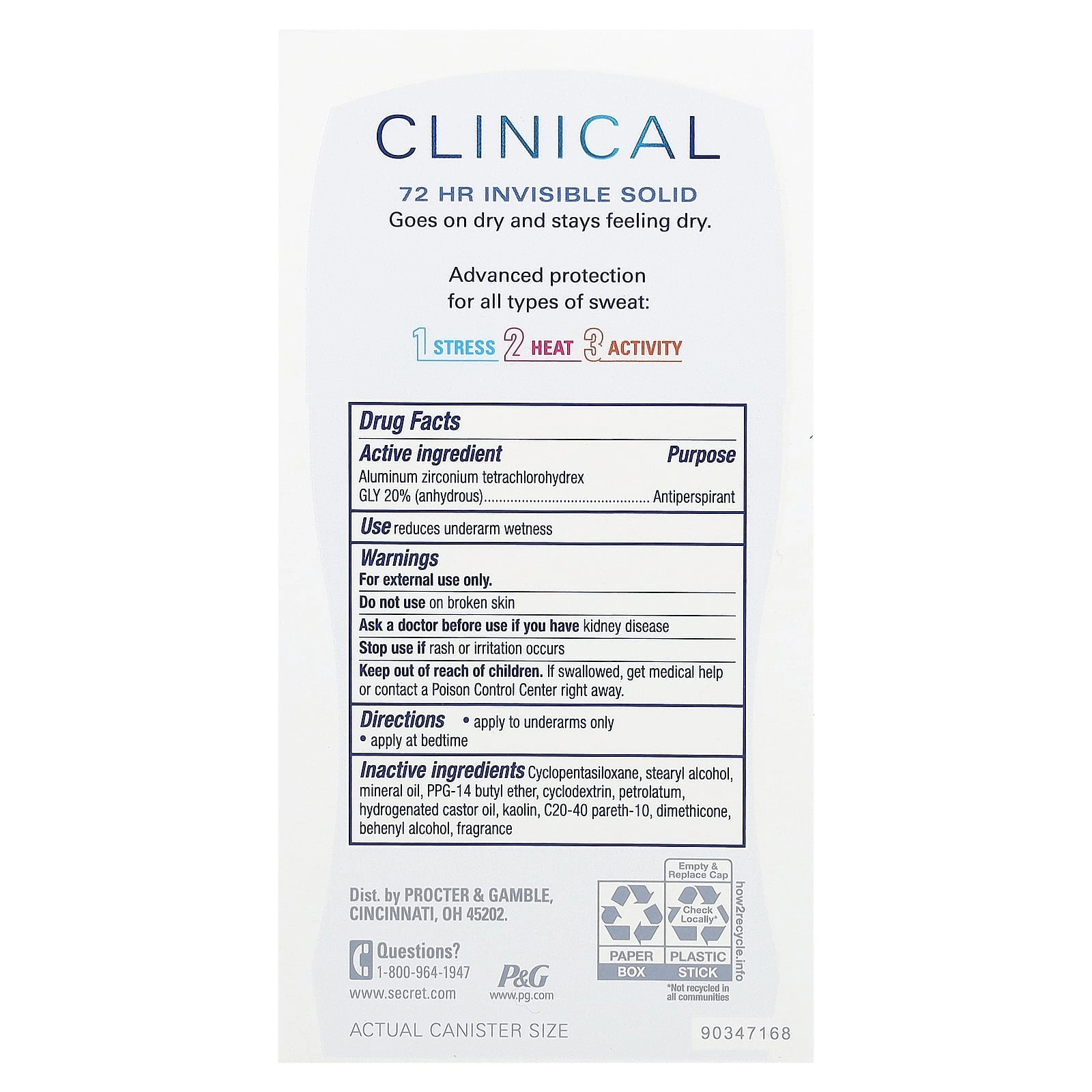 Clinical Strength Invisible Solid Antiperspirant And Deodorant - Free And Sensitive 45 g