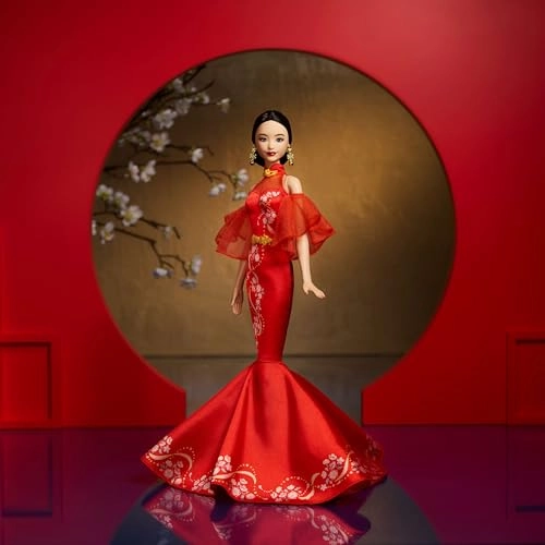 Barbie Signature Collection Lunar New Year Doll - Qipao Plum Blossom Print Gold Accessories