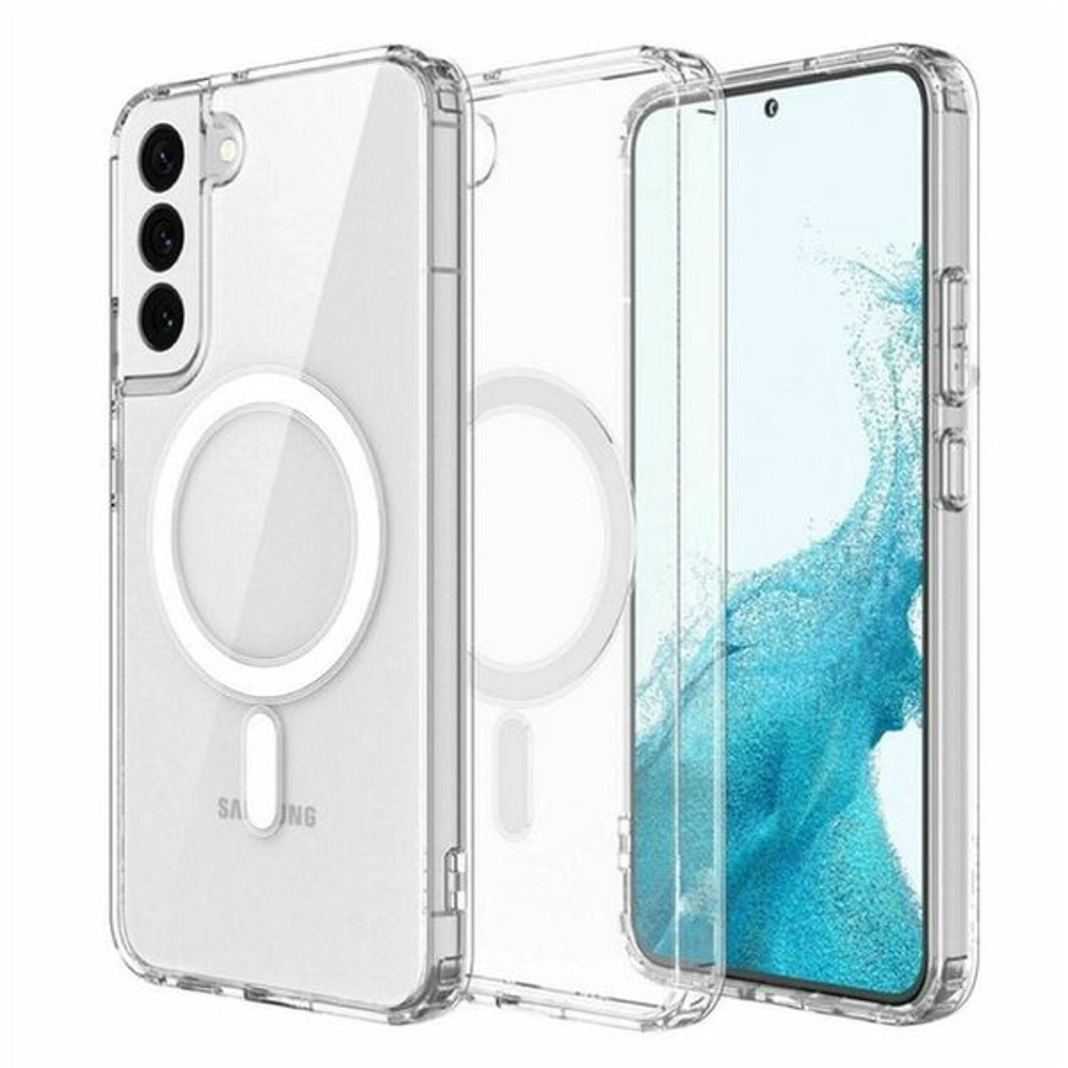 Magnetic Clear Case With Screen Protector for Galaxy S23 Plus