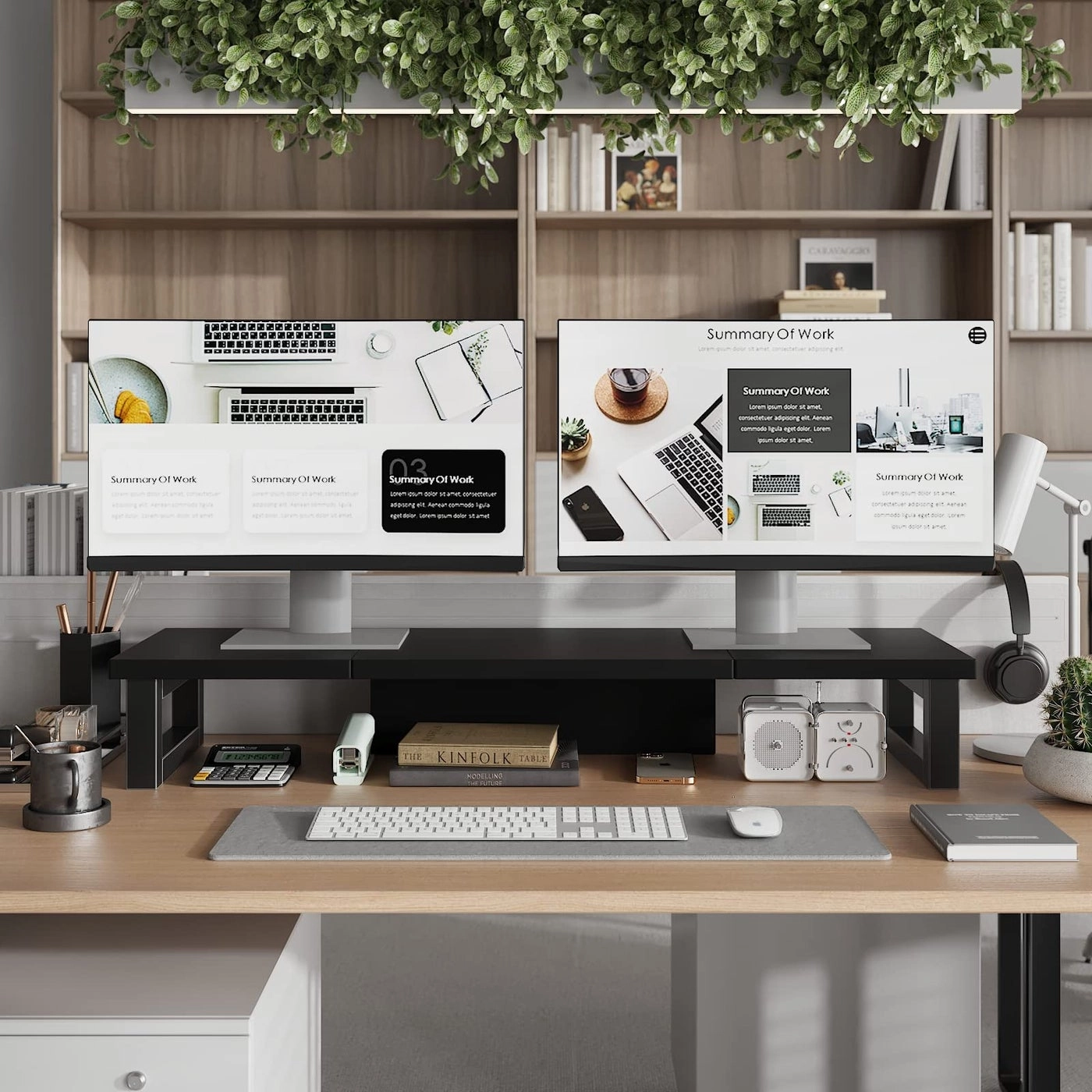 Monitor Stand Riser - Dual Wood and Steel