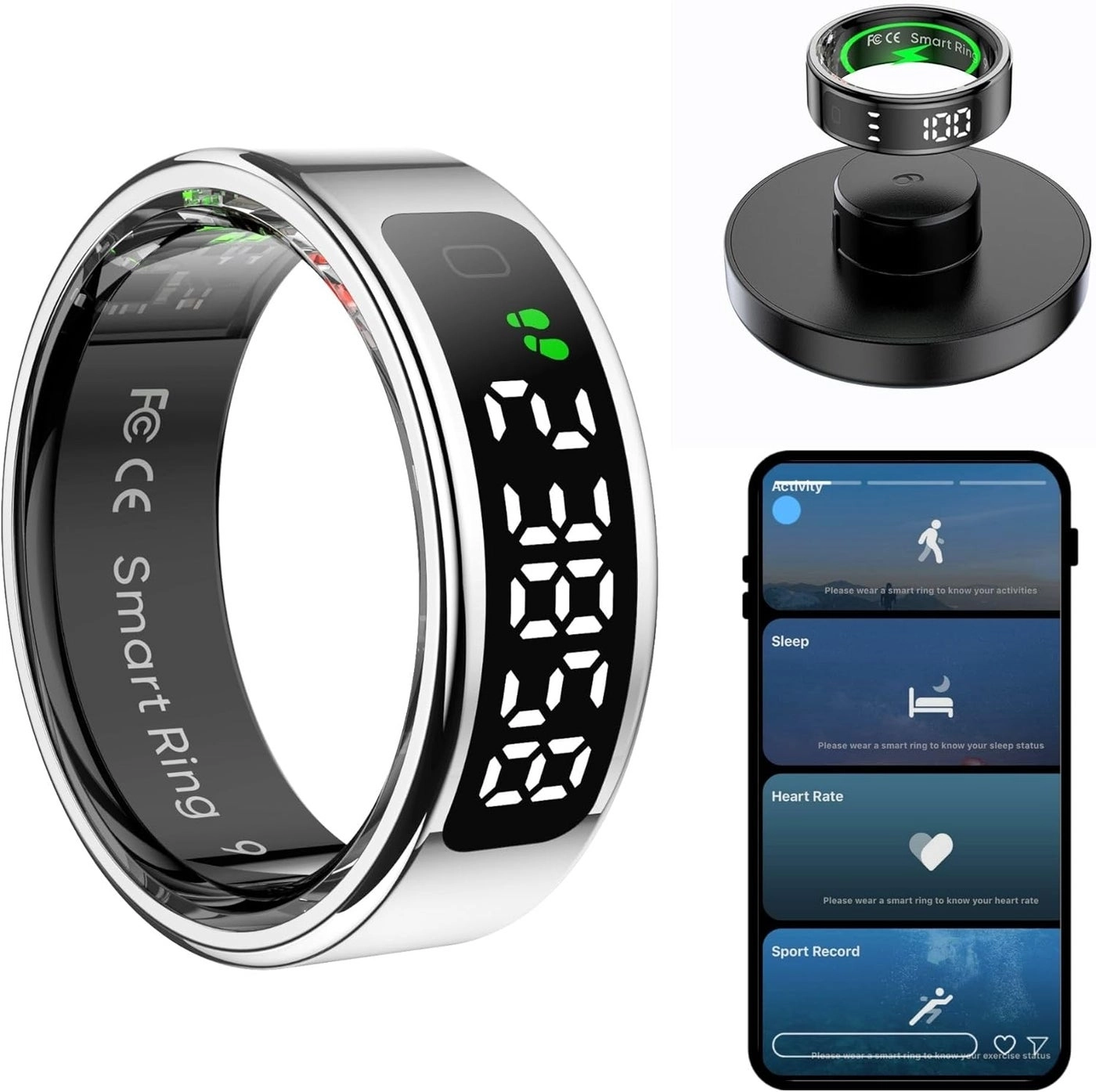 Smart Ring - Touchscreen Silver Size 10