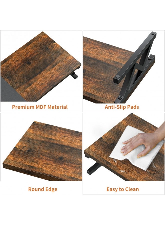 Dual Monitor Stand Riser - Large Wood with Storage