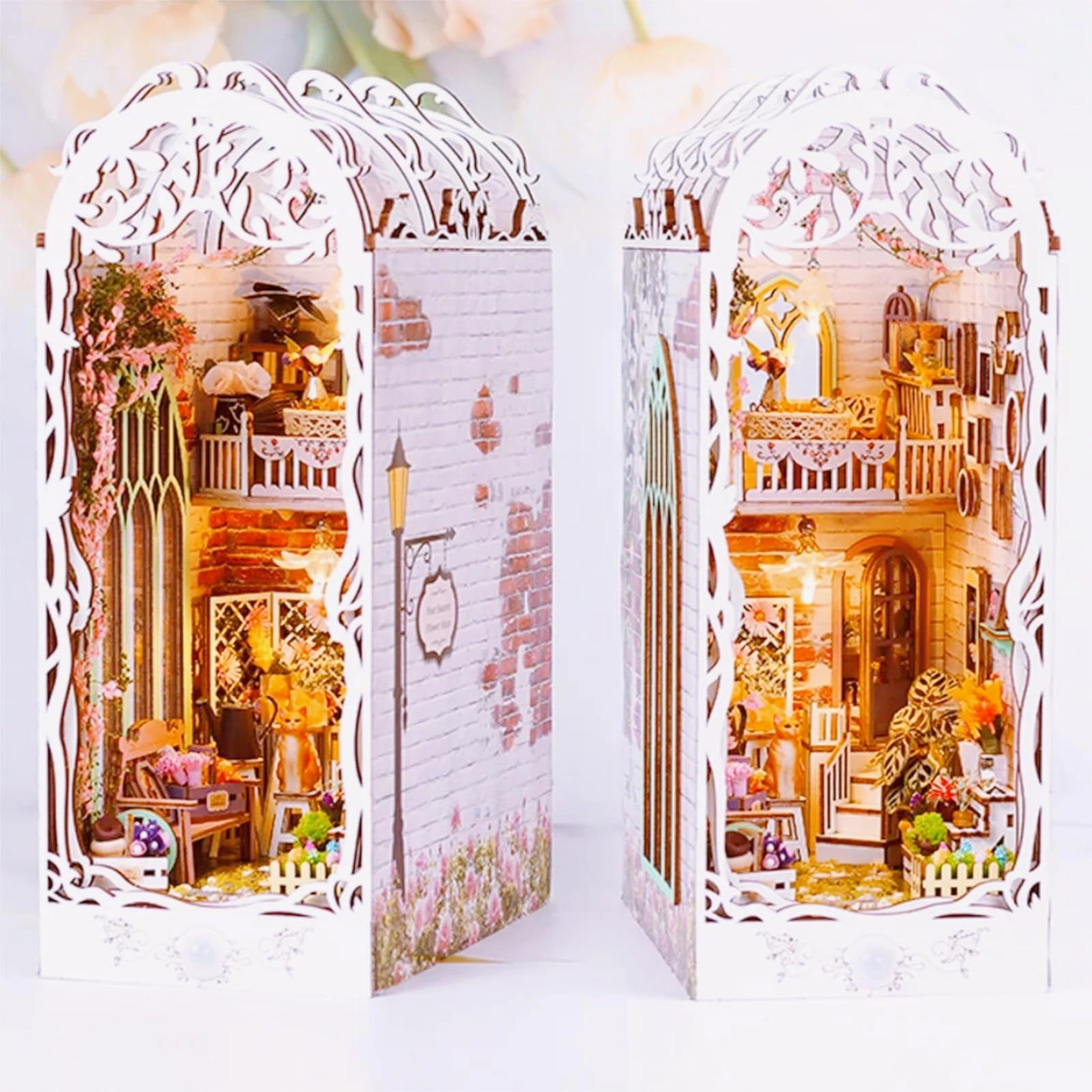 JONRRYIN Book Nook Kit - Garden Shed Sunshine Town with Light