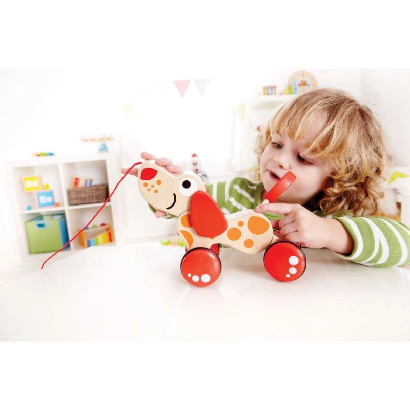 Walk A Long Puppy - Wooden Pull Toy Red