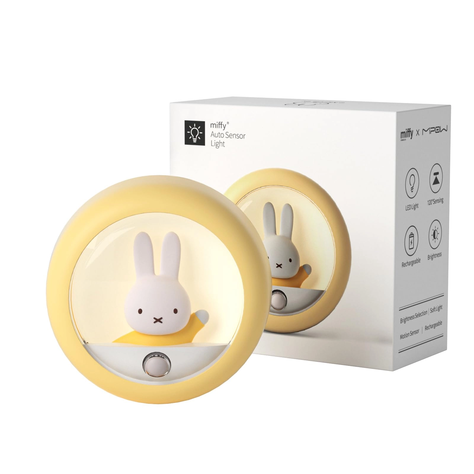 MiPow Miffy Motion Sensor Night Light - Battery Powered Yellow