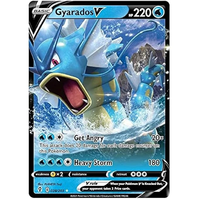 rayihni POKEMON GYARADOS V 028/203 - SWSH EVOLVING SKIES + TOPLOADER