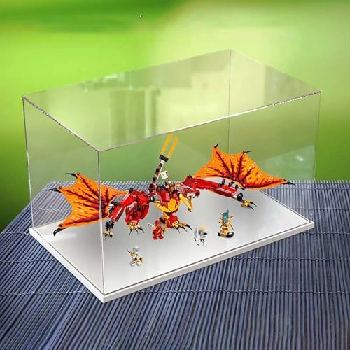 Acrylic display box for 71753 Attack of the Flame Dragon - 60 x 30 x 30 cm White Base