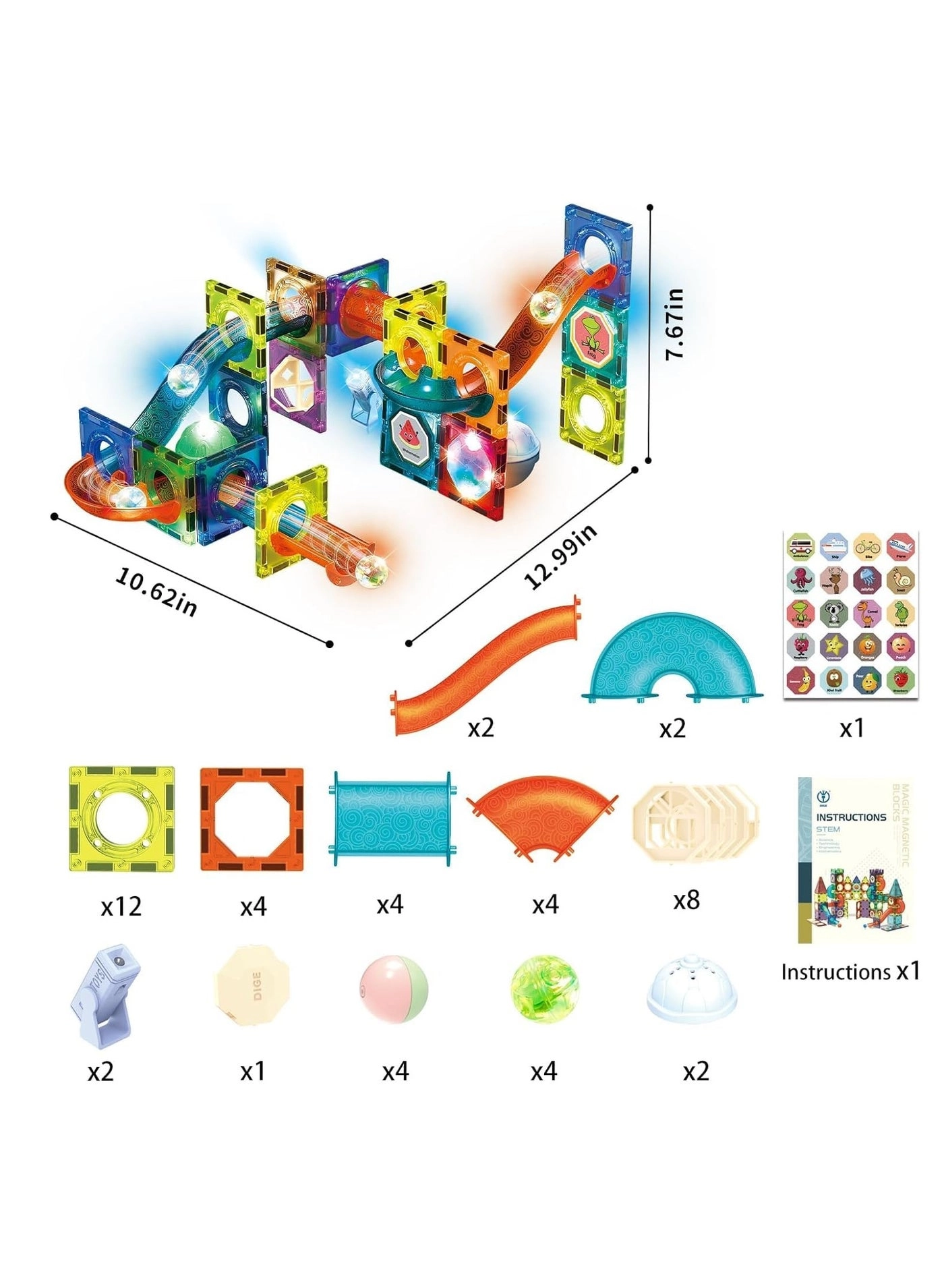 Light Magnetic Tiles - 49pcs