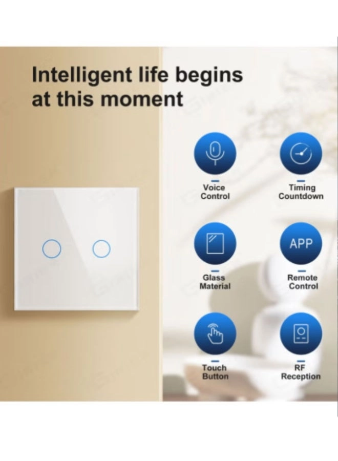Smart WiFi Touch Wall Switch - No Neutral Wire 3 Gang Tuya Alexa Google Home
