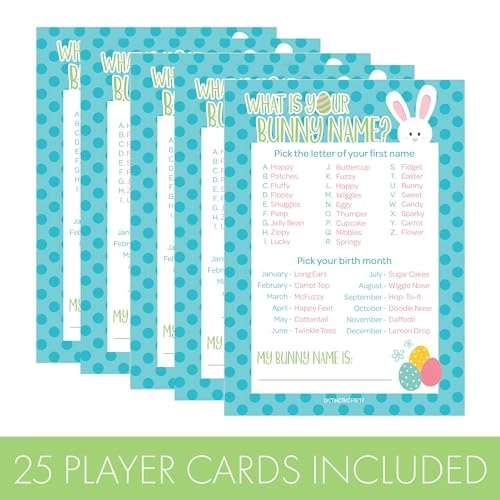 What's Your Bunny Name Game - Kid 25 Player Cards