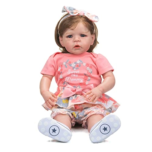 Sandie Reborn Baby Doll - 26 Inch 6 Month Silicone Vinyl Toddler Girl Brown Eyes
