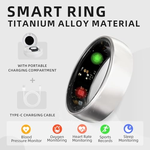 Smart Fitness Ring - Titanium 40+ Days Battery Life Rose Gold