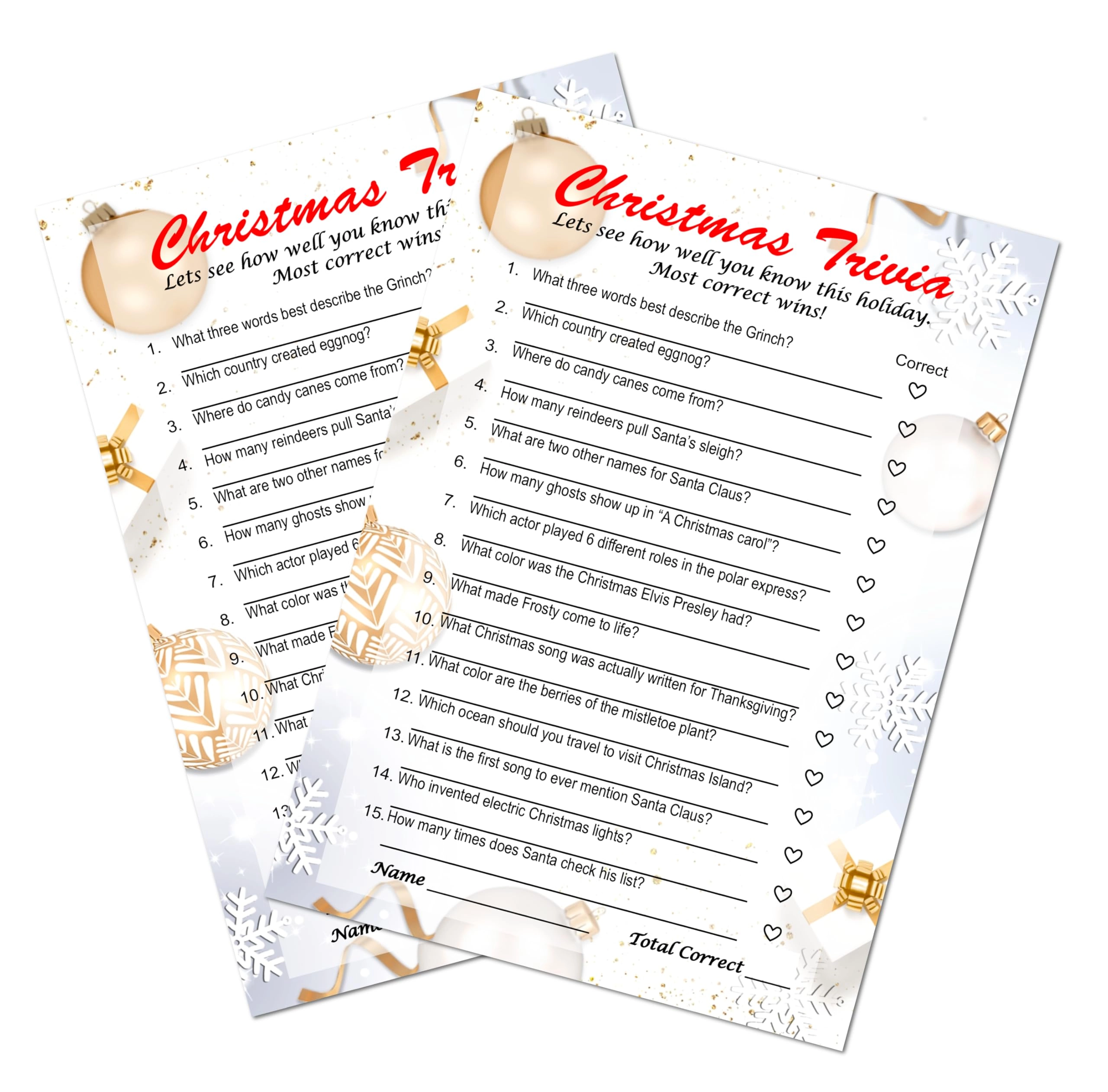 RokAPary Christmas Trivia Game - Adult 30 pieces
