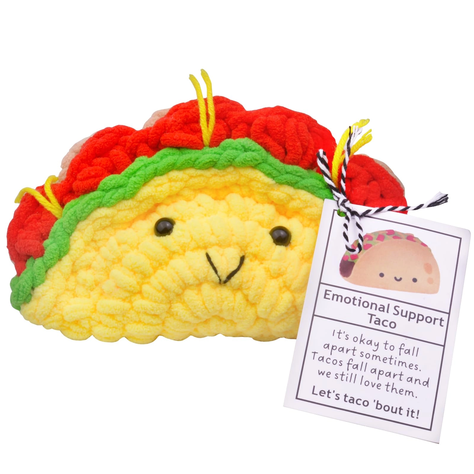 Emotional Support Taco - Handmade Knitted Wooden Base