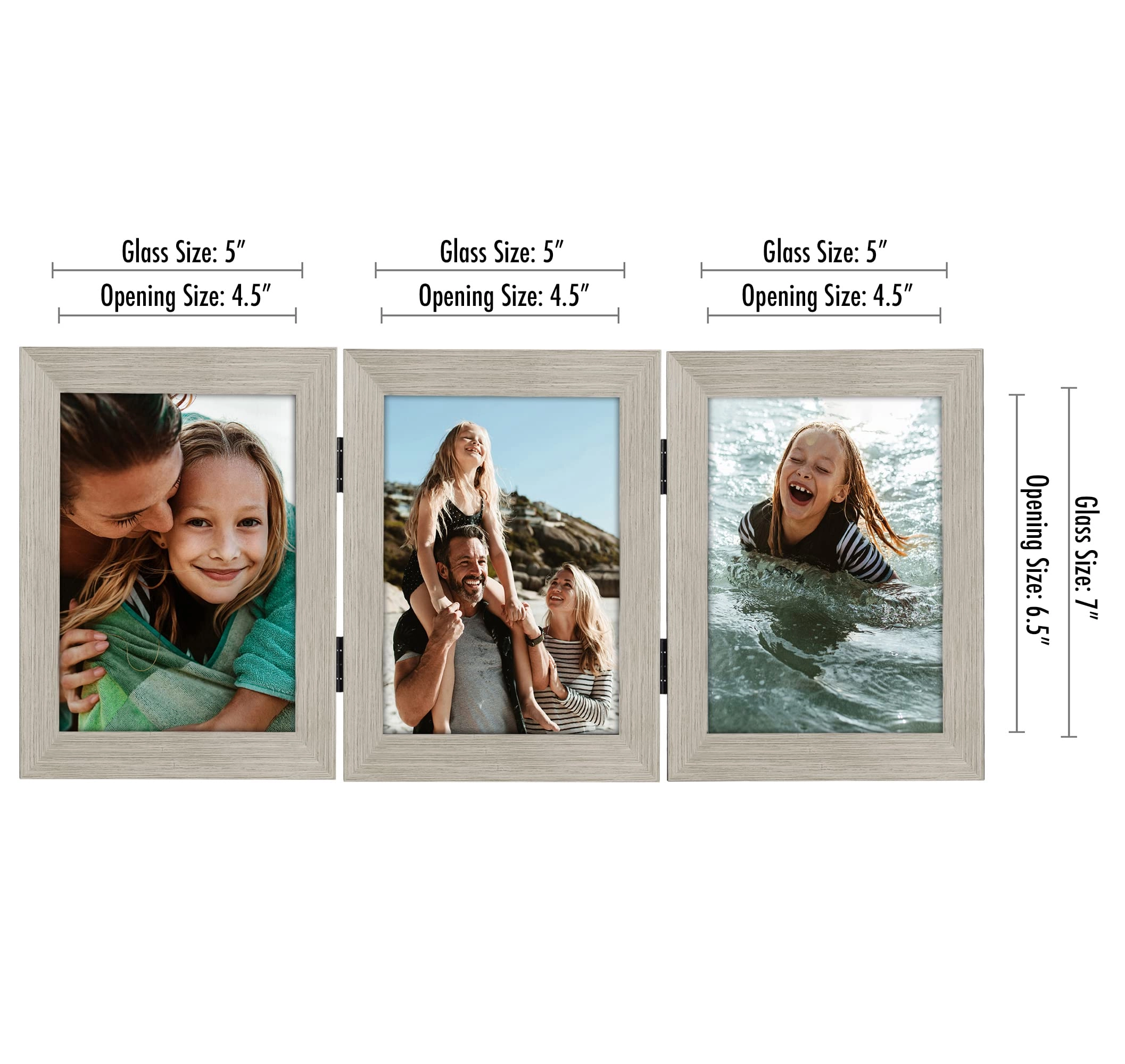 Hinged 3 Picture Frame - 5X7