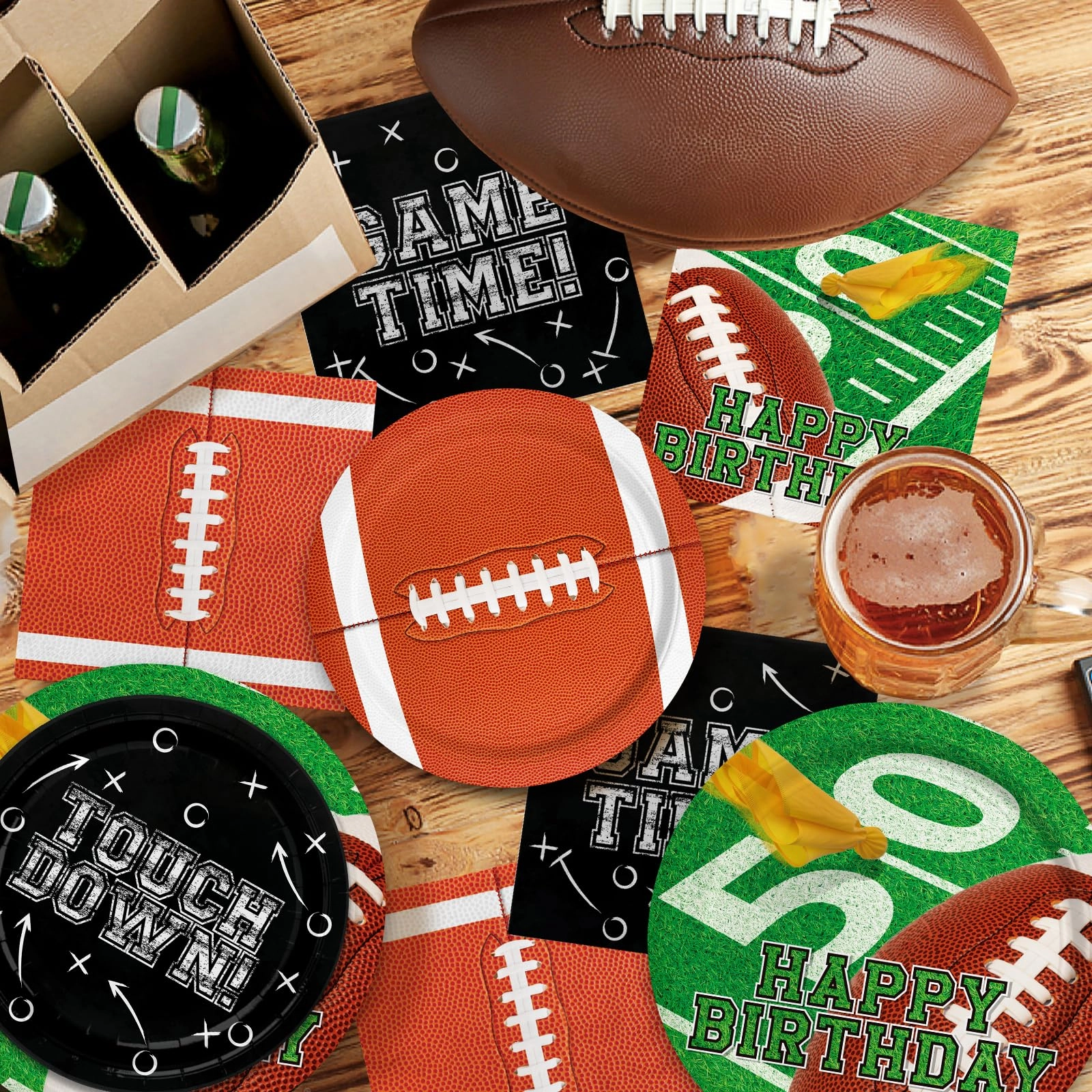 Football Party Supplies Kit - Serve 25 Football