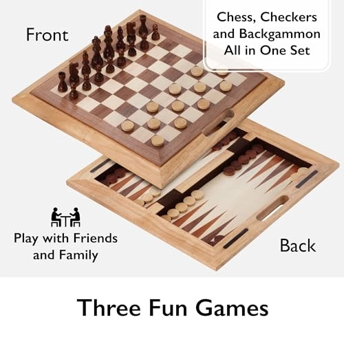 Dutchman 3-in-1 Combo Folding - Chess Checkers Backgammon