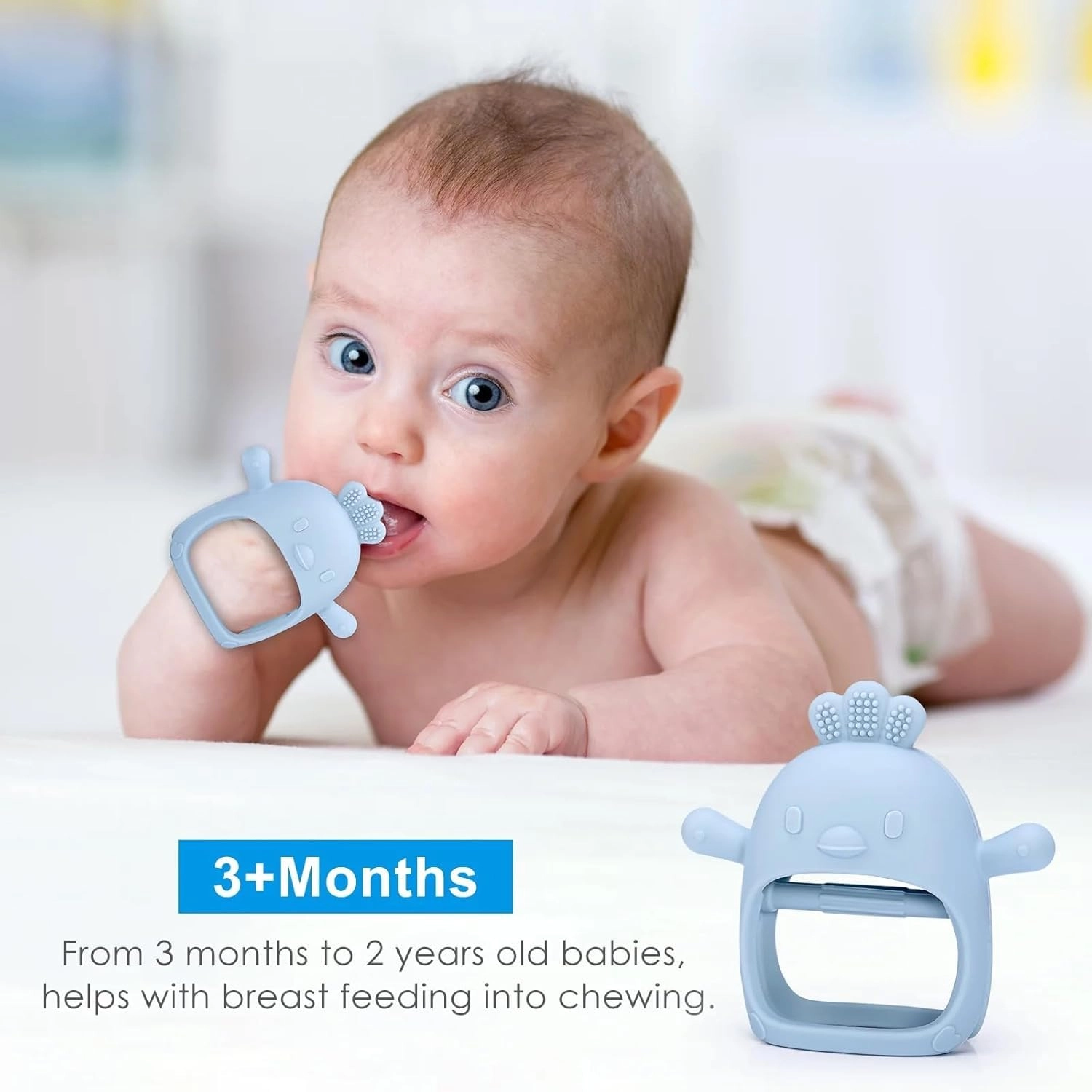 2 in 1 Teether - Beech Wood, Silicone