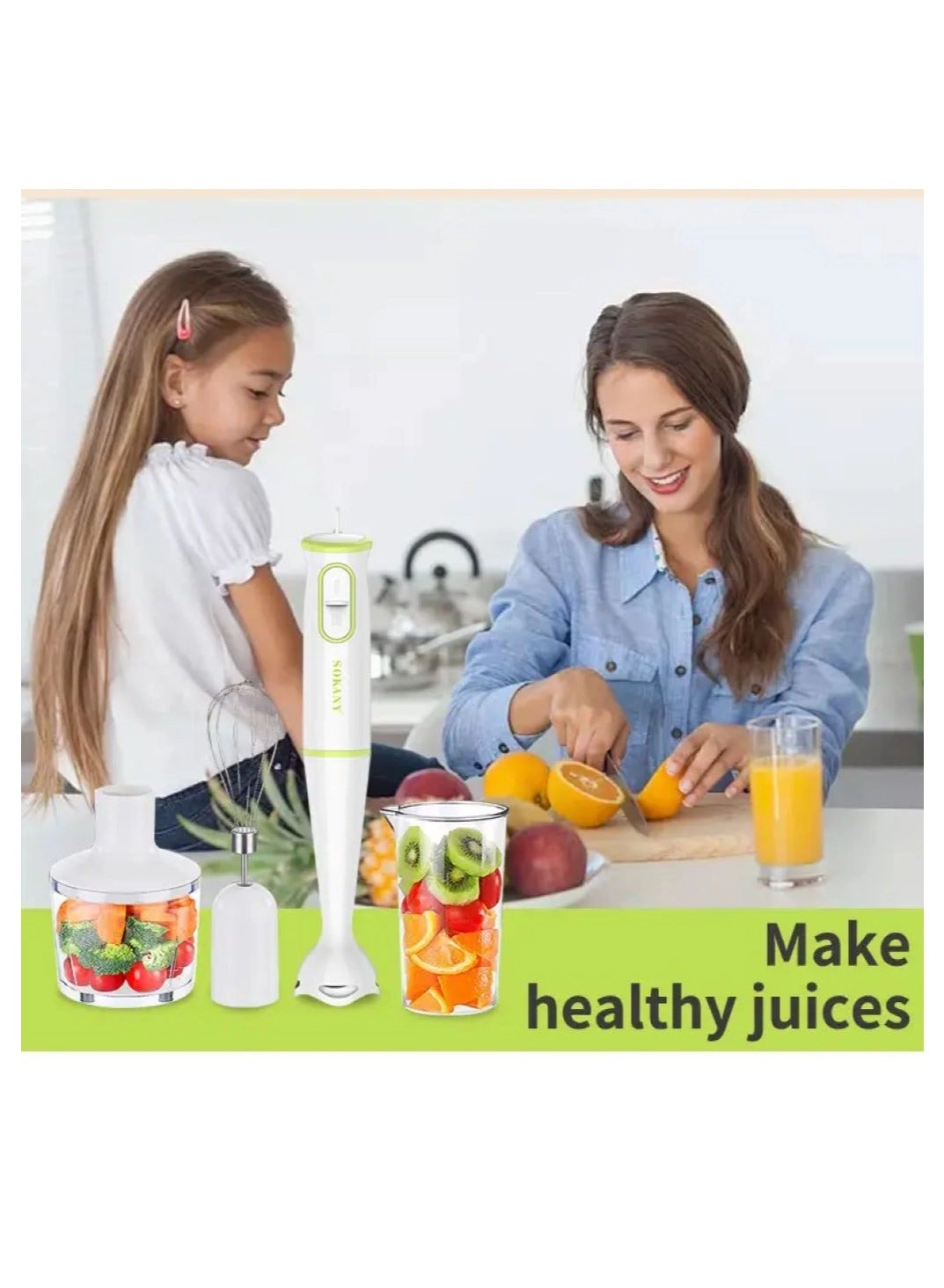4-in-1 Portable Electric Juicer & Hand Stick Blender - Handheld Smoothie Maker Compact