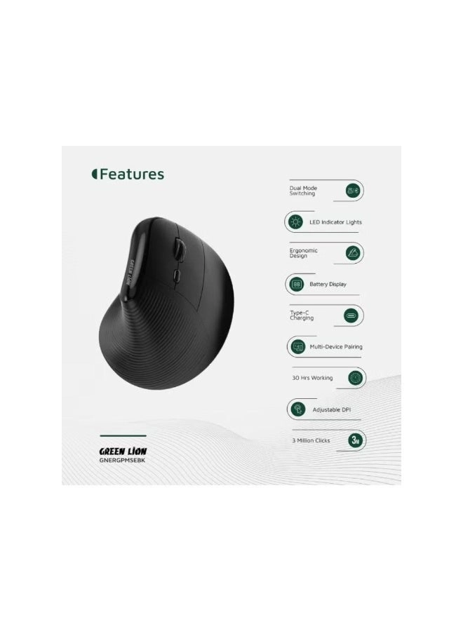 Smart OLED Vertical Mouse - Wireless