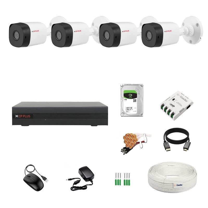 4 Channel DVR + Bullet Camera - 2.4MP + HDD - 1TB + Copper Cable Roll + 4 CH Power Supply + BNC & DC Full Combo Kit