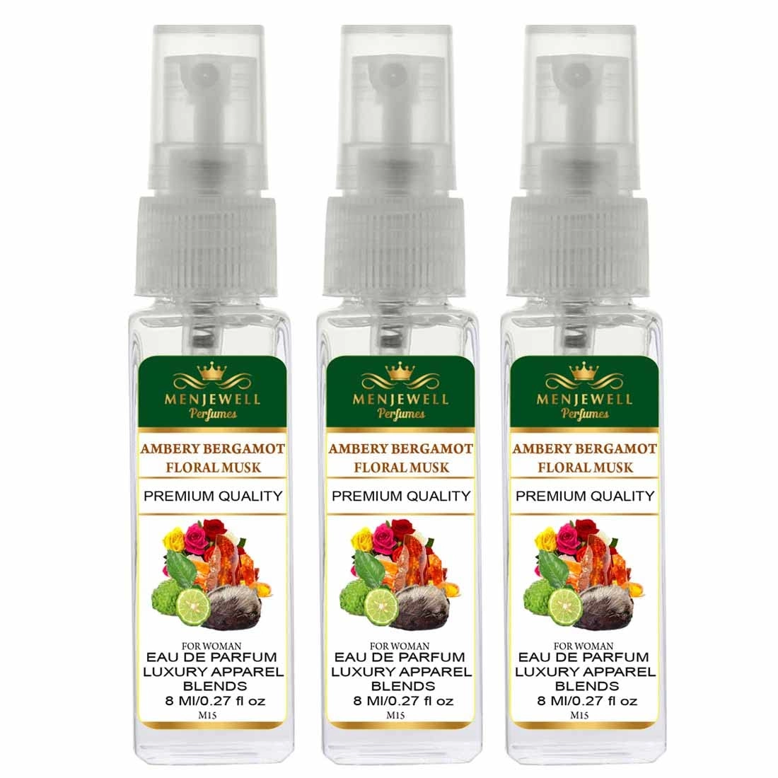 Menjewell Ambery Basil Floral Musk Eau de Parfum - 8ml Pack