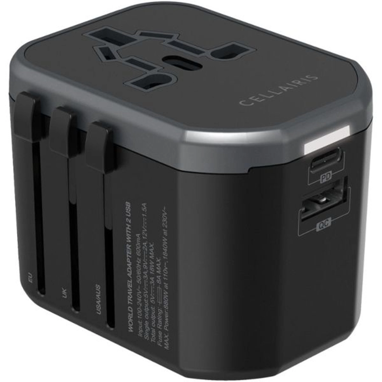 Cellairis World Travel Adapter - Black
