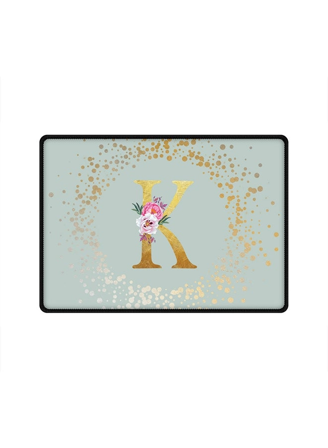 Custom Monogram Initial Letter Floral Pattern Cloth Gaming Mouse Pad - 35x25 cm