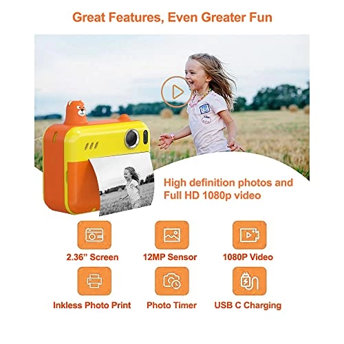 PRINTY - 1080P HD Instant Print Camera 32GB Yellow Selfie